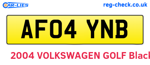 AF04YNB are the vehicle registration plates.