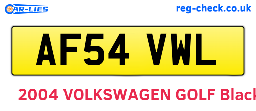 AF54VWL are the vehicle registration plates.
