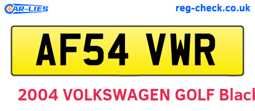 AF54VWR are the vehicle registration plates.