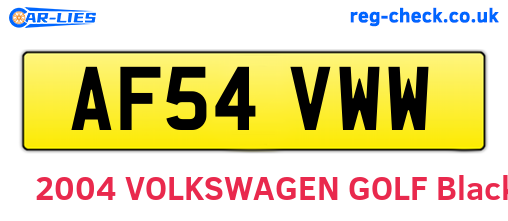 AF54VWW are the vehicle registration plates.