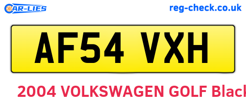 AF54VXH are the vehicle registration plates.