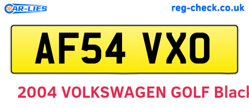 AF54VXO are the vehicle registration plates.
