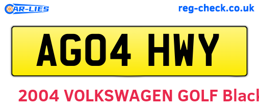AG04HWY are the vehicle registration plates.
