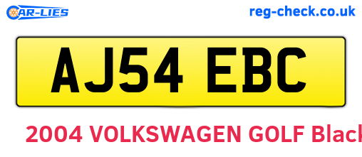 AJ54EBC are the vehicle registration plates.