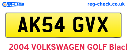 AK54GVX are the vehicle registration plates.