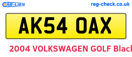 AK54OAX are the vehicle registration plates.