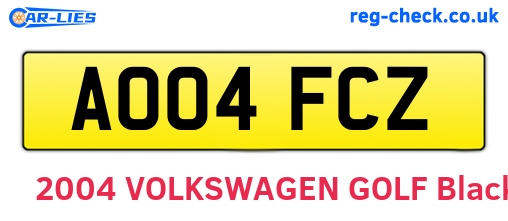 AO04FCZ are the vehicle registration plates.