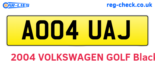 AO04UAJ are the vehicle registration plates.