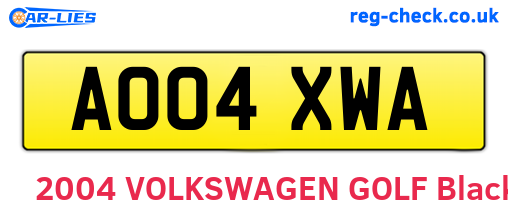 AO04XWA are the vehicle registration plates.
