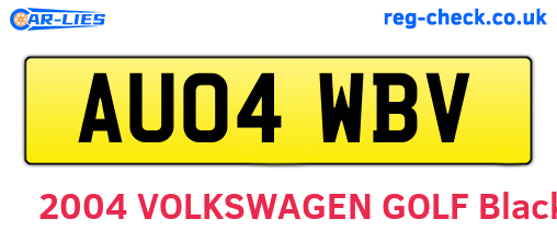 AU04WBV are the vehicle registration plates.