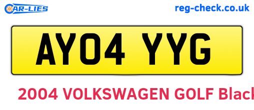AY04YYG are the vehicle registration plates.