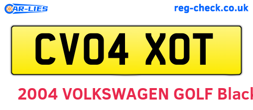 CV04XOT are the vehicle registration plates.