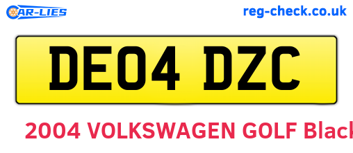 DE04DZC are the vehicle registration plates.