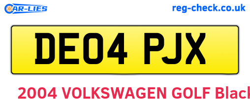 DE04PJX are the vehicle registration plates.