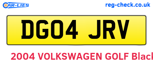 DG04JRV are the vehicle registration plates.