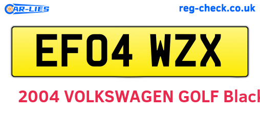 EF04WZX are the vehicle registration plates.