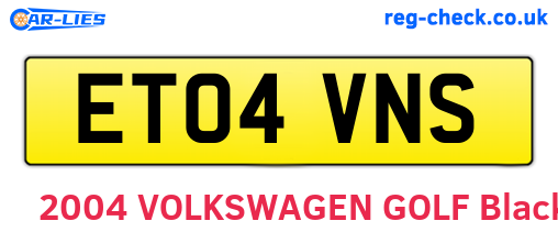 ET04VNS are the vehicle registration plates.