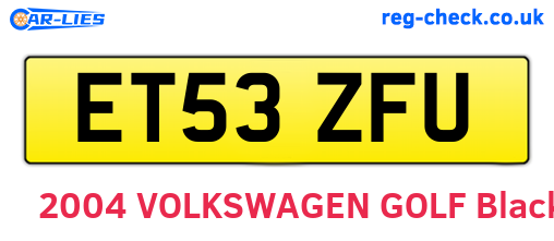 ET53ZFU are the vehicle registration plates.