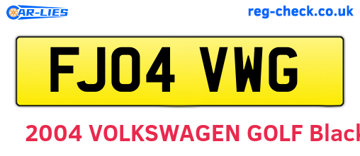 FJ04VWG are the vehicle registration plates.