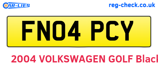 FN04PCY are the vehicle registration plates.