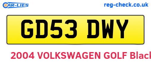 GD53DWY are the vehicle registration plates.