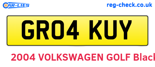 GR04KUY are the vehicle registration plates.