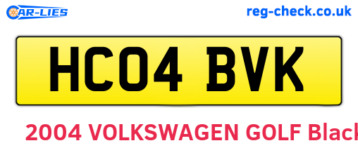 HC04BVK are the vehicle registration plates.