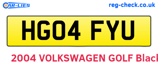 HG04FYU are the vehicle registration plates.