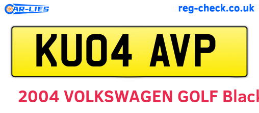 KU04AVP are the vehicle registration plates.