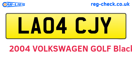 LA04CJY are the vehicle registration plates.