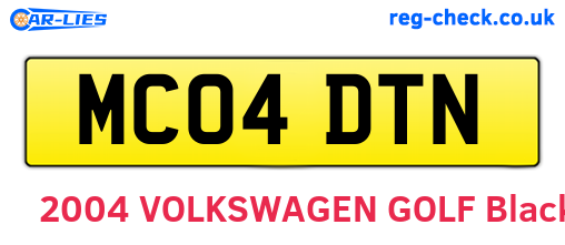 MC04DTN are the vehicle registration plates.