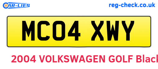 MC04XWY are the vehicle registration plates.