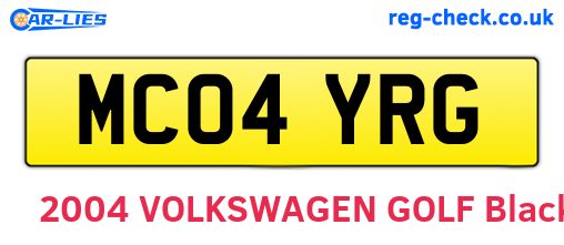 MC04YRG are the vehicle registration plates.