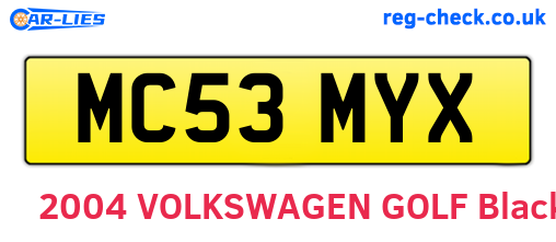 MC53MYX are the vehicle registration plates.
