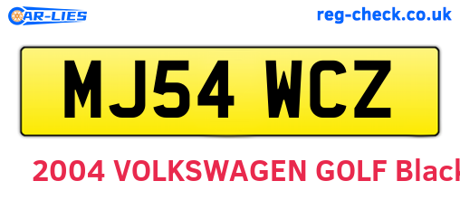 MJ54WCZ are the vehicle registration plates.