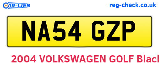 NA54GZP are the vehicle registration plates.