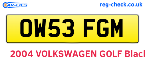 OW53FGM are the vehicle registration plates.