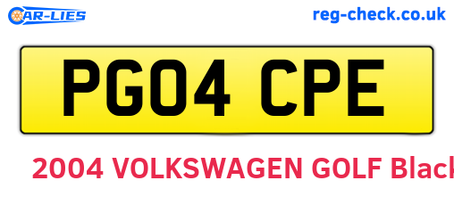 PG04CPE are the vehicle registration plates.