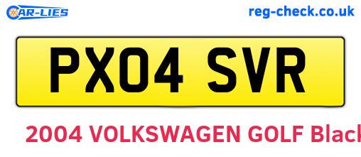PX04SVR are the vehicle registration plates.