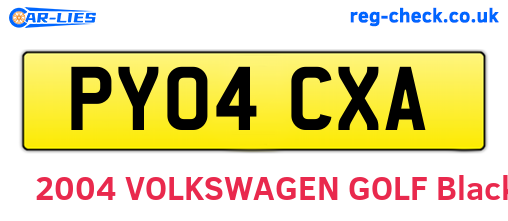 PY04CXA are the vehicle registration plates.
