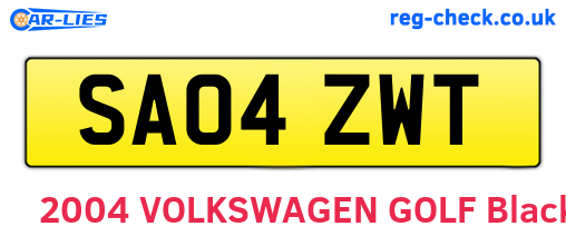 SA04ZWT are the vehicle registration plates.