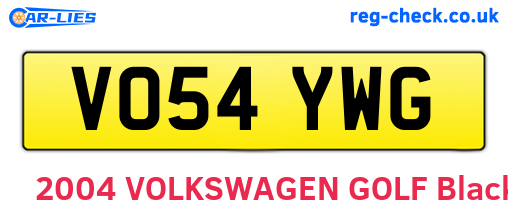 VO54YWG are the vehicle registration plates.