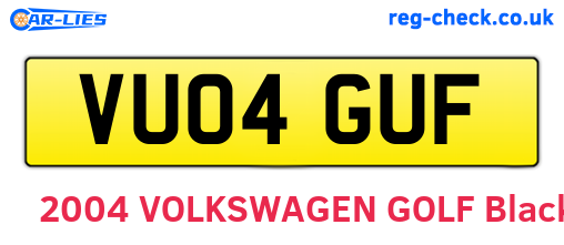 VU04GUF are the vehicle registration plates.