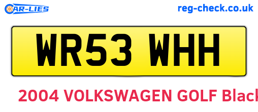 WR53WHH are the vehicle registration plates.