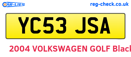 YC53JSA are the vehicle registration plates.