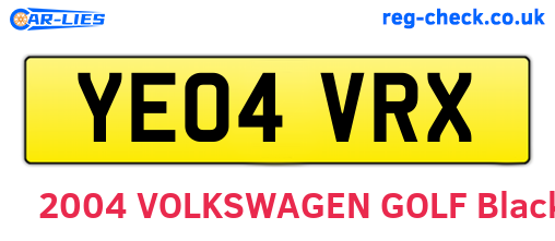 YE04VRX are the vehicle registration plates.