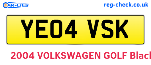 YE04VSK are the vehicle registration plates.