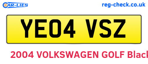 YE04VSZ are the vehicle registration plates.