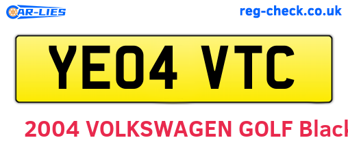 YE04VTC are the vehicle registration plates.