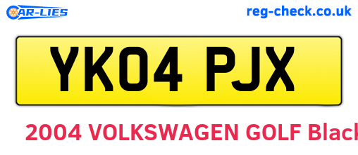 YK04PJX are the vehicle registration plates.
